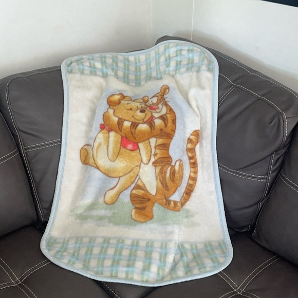 Source Unknown Other - Pooh bear, and Tigger baby blanket with plaid unisex colors